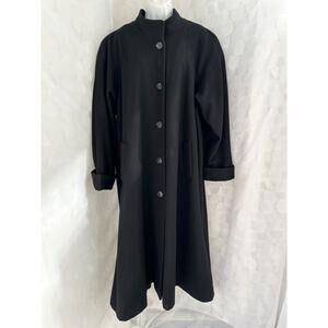 Women’s 24 W Black WOOL MAXI Coat LONG Swingy Back Pleat HEAVY Brylane Classic